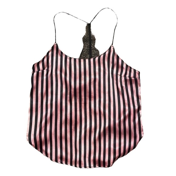 Victoria’s Secret Satin Pink & Black Stripe Lingerie Sz Small - Picture 1 of 8